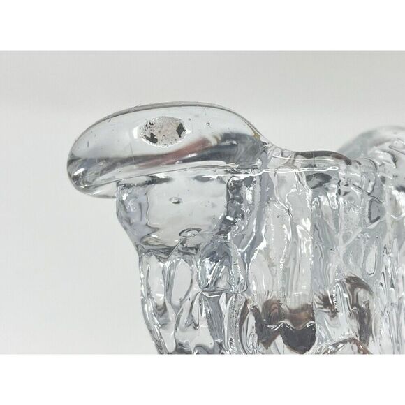 Swedish Art Glass Tree Stump Candle Sticks Holders Clear MCM Vintage 5" Set Of 2 - Picture 5 of 5